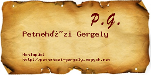 Petneházi Gergely névjegykártya